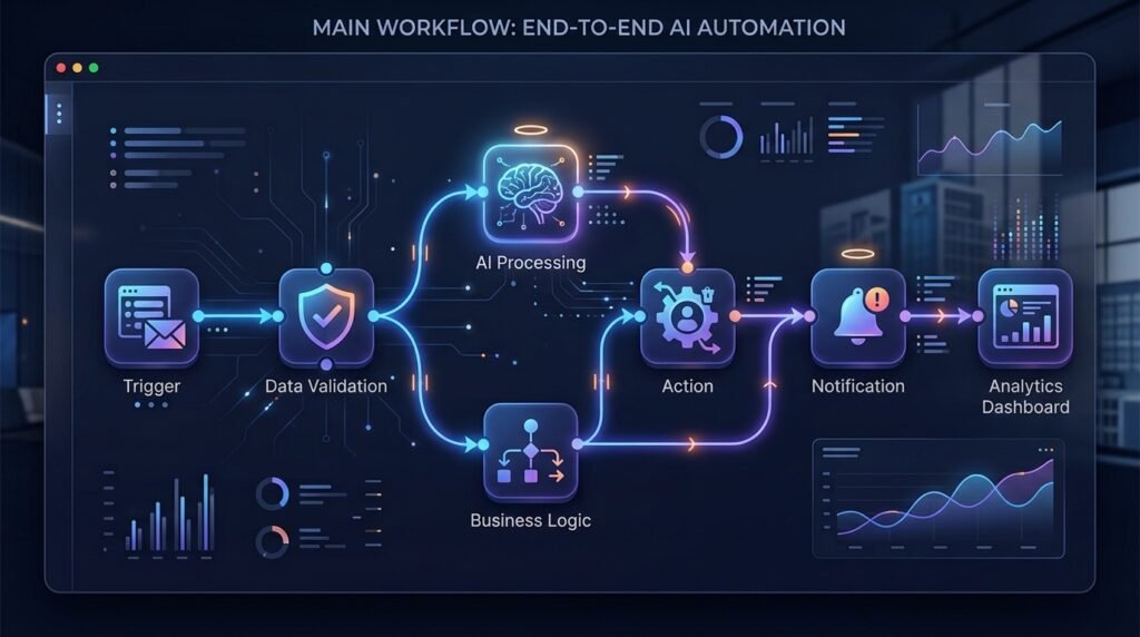 10 practical n8n AI workflows for small businesses including lead qualification, customer support, content, and reporting