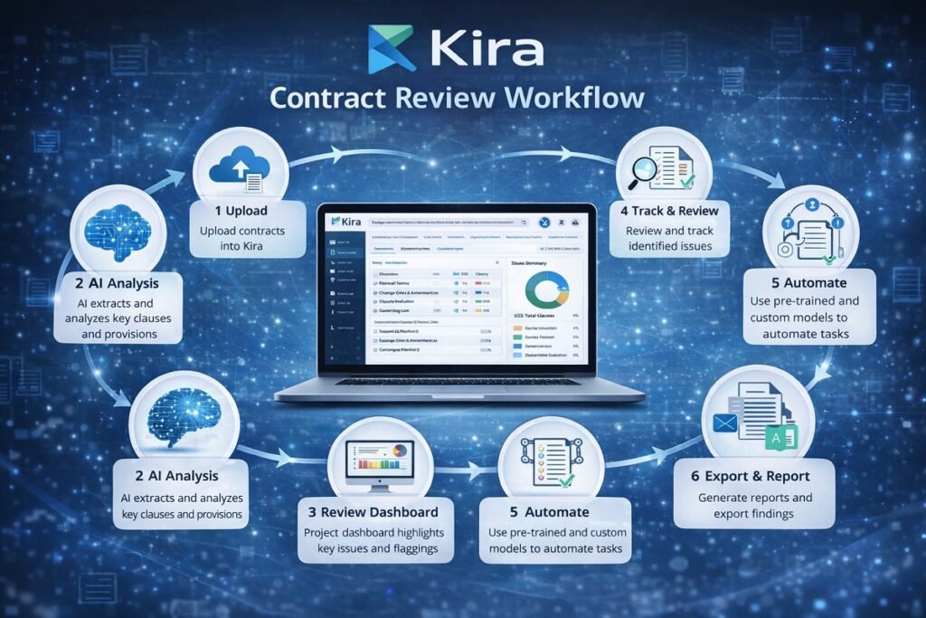 Image showing Kira’s contract review workflow