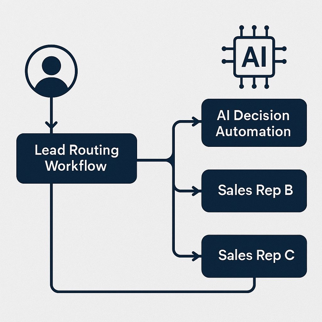 Lead routing workflow diagram showing AI decision automation