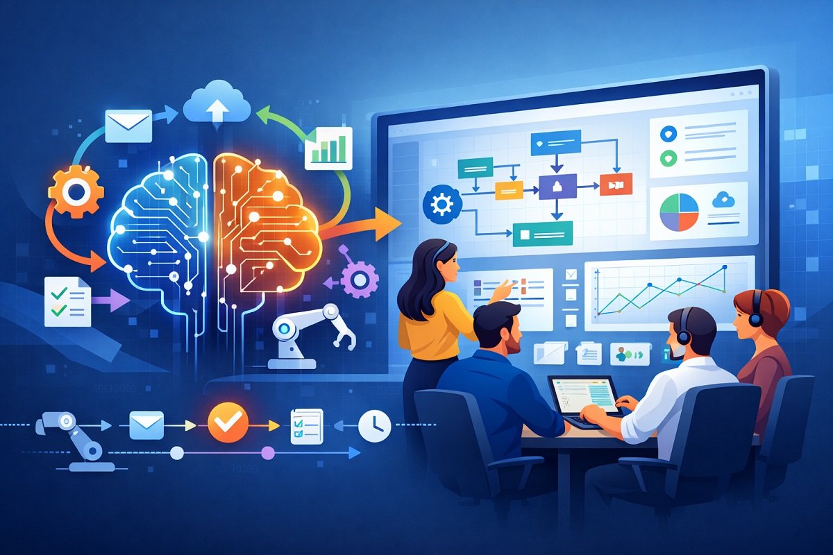 AI workflows diagram showing automation and human collaboration process