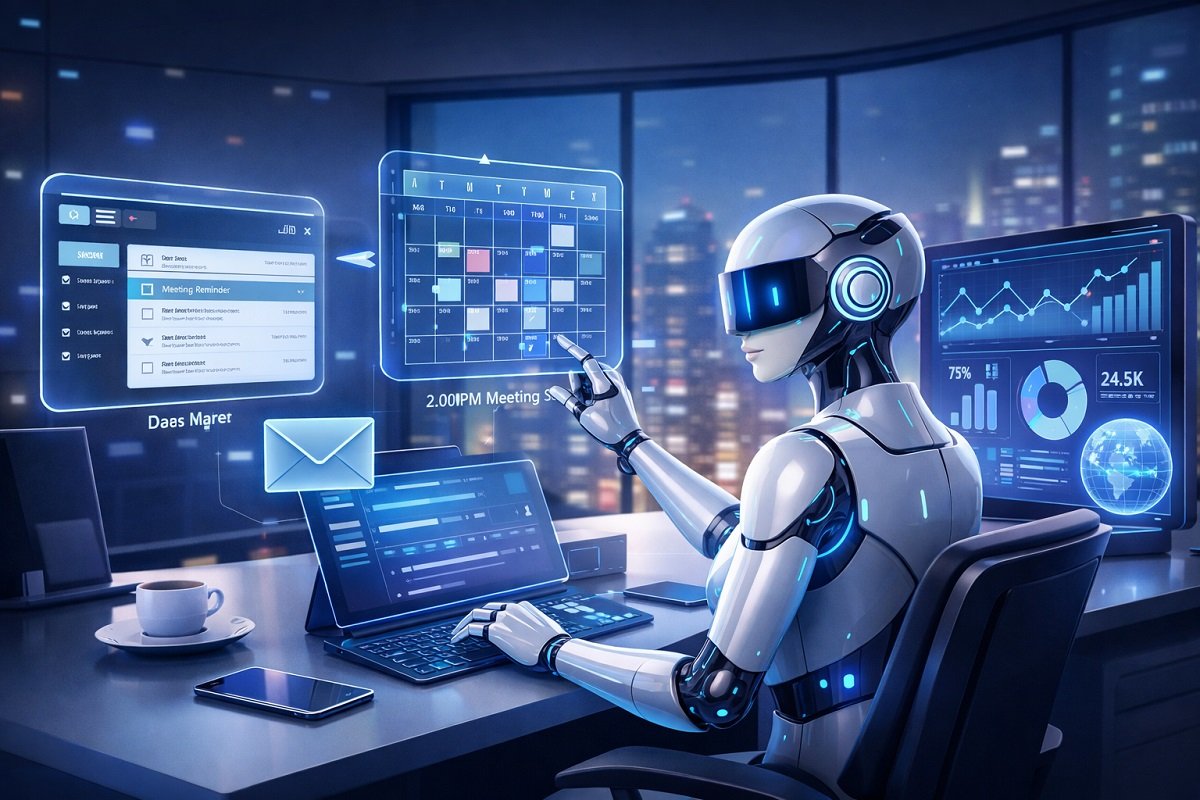 AI agent automating business tasks like email management and scheduling