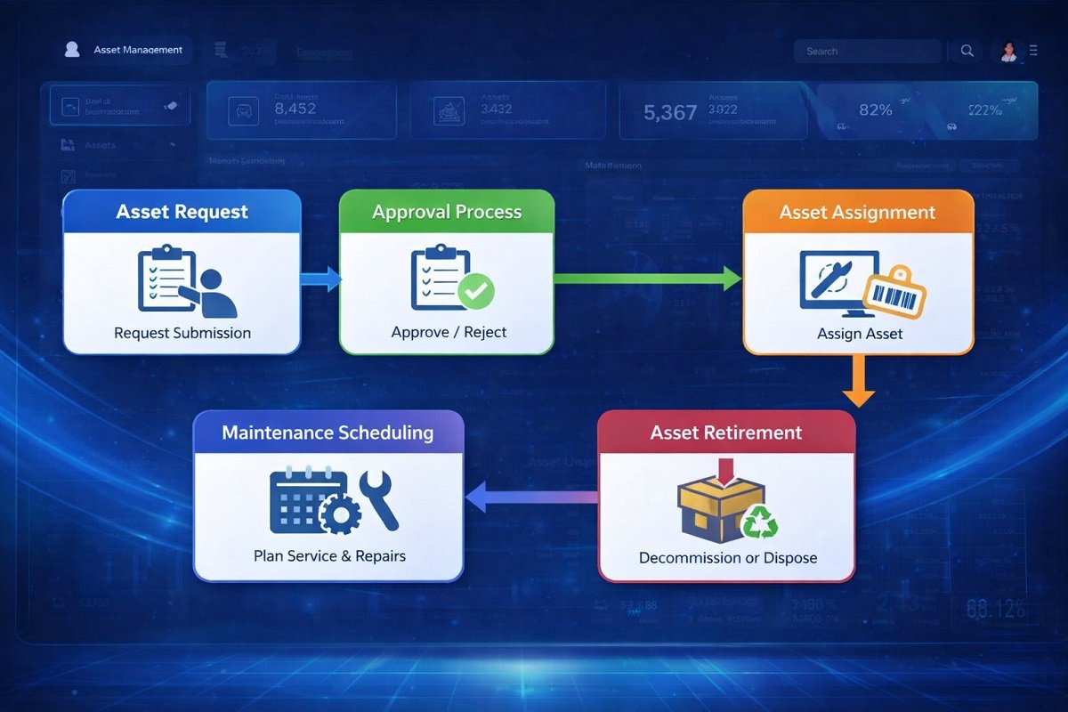 asset management workflow automation process diagram 