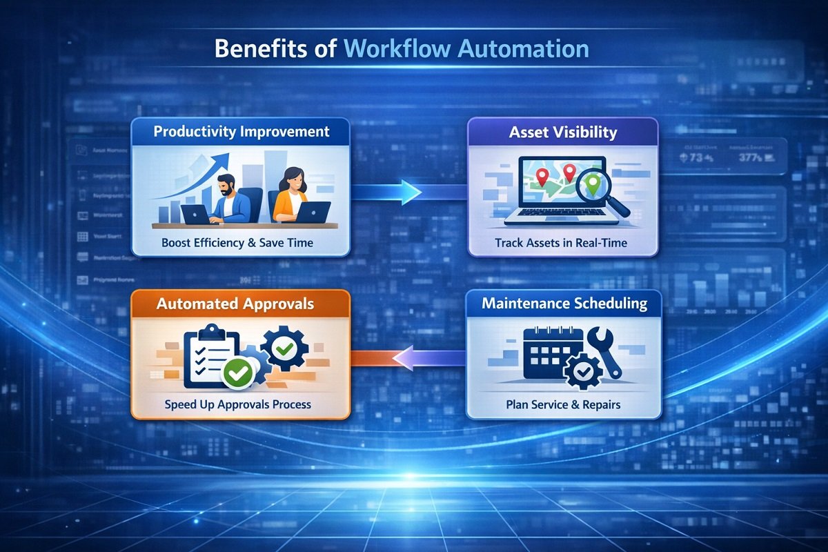asset workflow automation benefits infographic