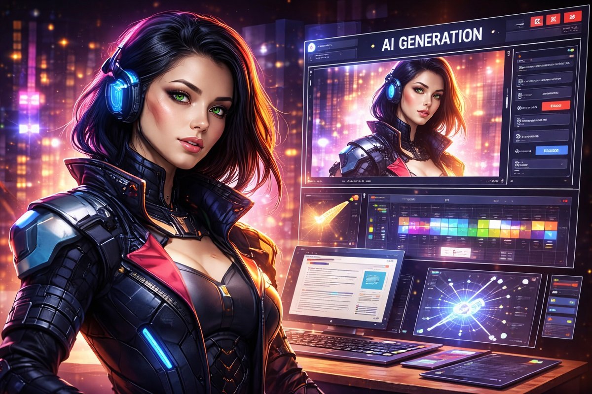 AI-generated image showcasing creative multimedia content