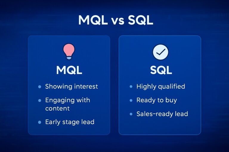 MQL vs SQL comparison infographic