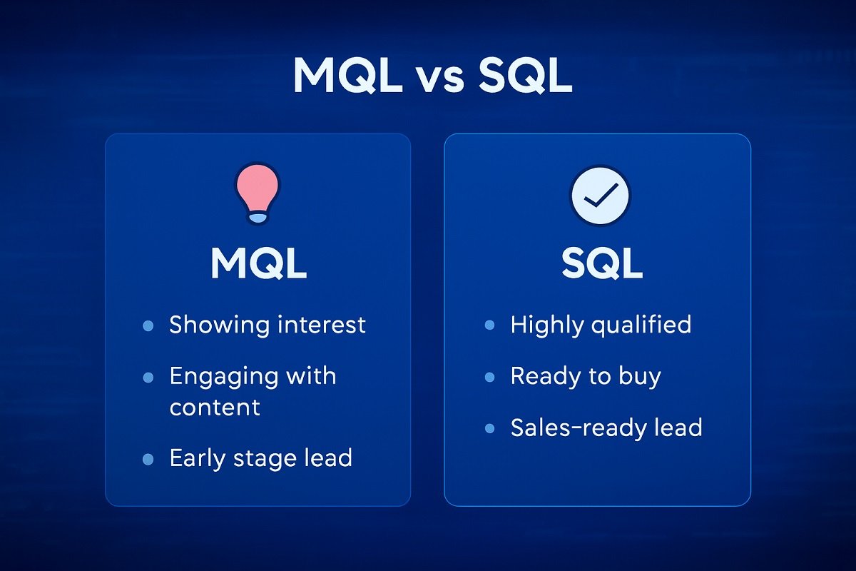 MQL vs SQL comparison infographic