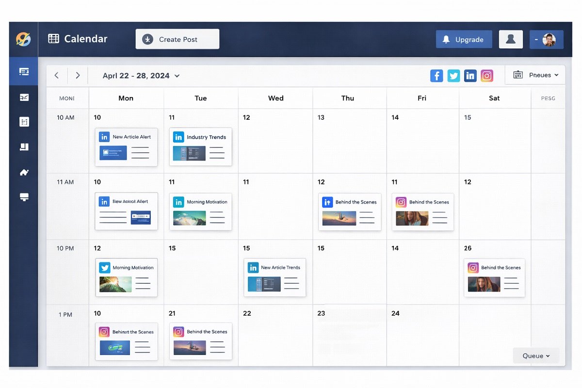 Screenshot of AI social media scheduling tool dashboard