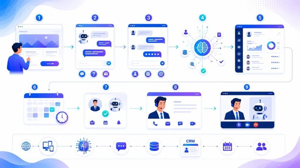 AI chatbot qualifying website visitors and routing conversations to sales or support teams.
