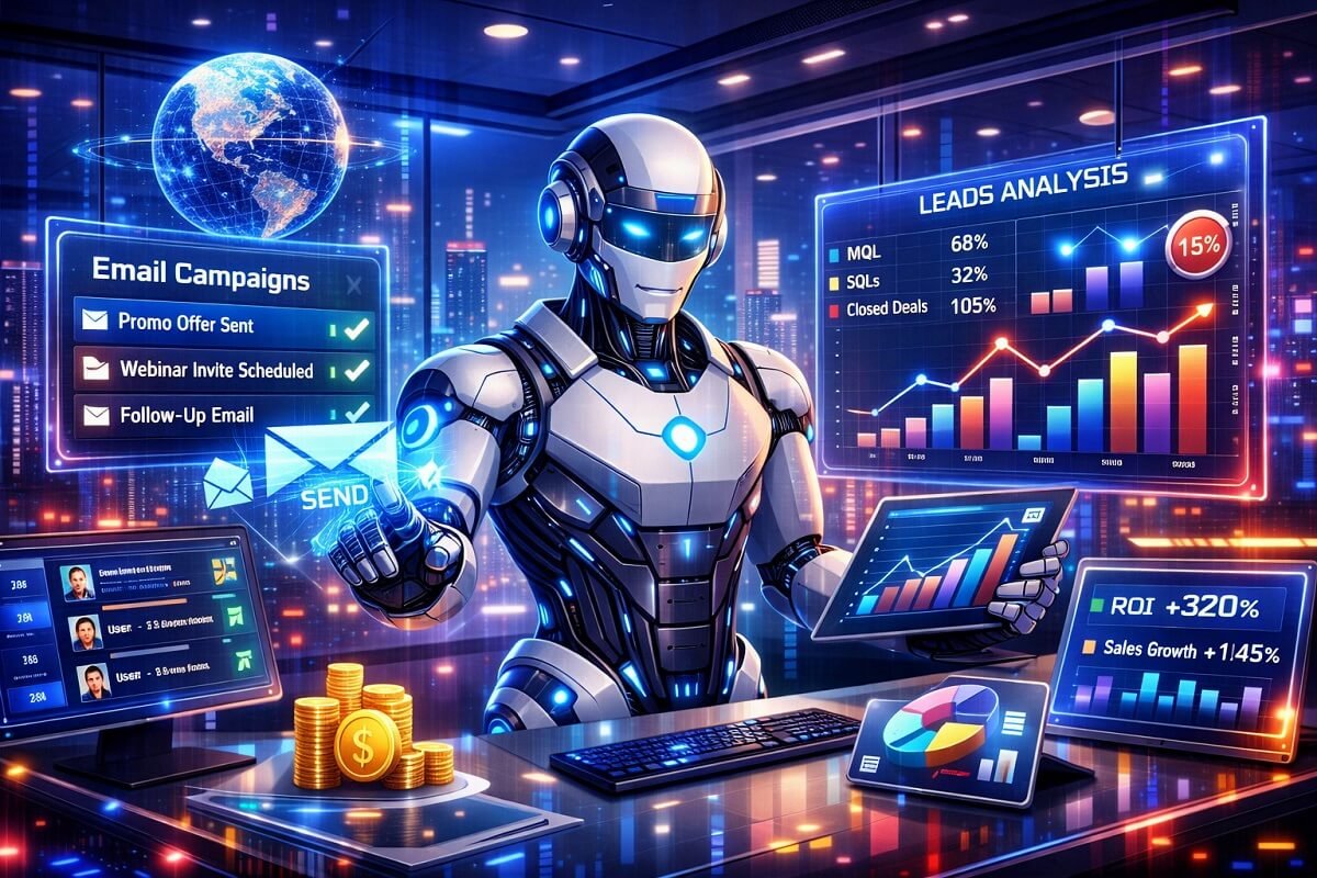 Visual of AI automating marketing tasks