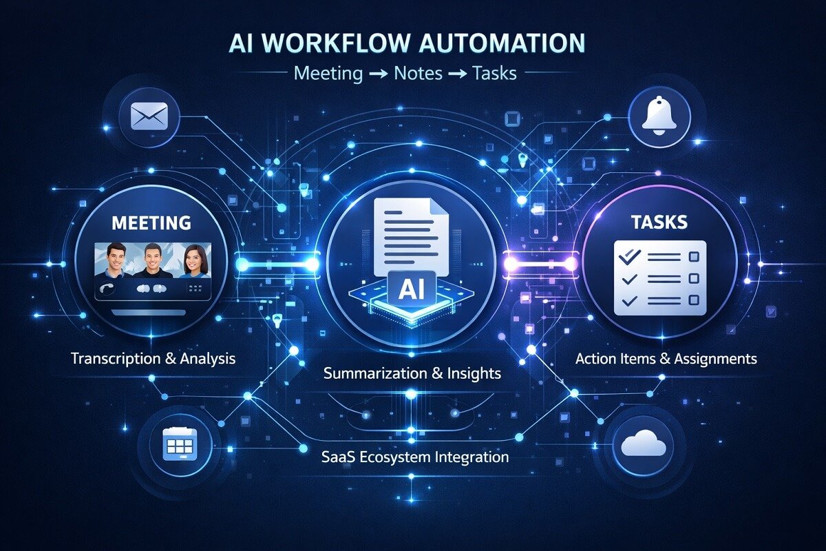 AI meeting assistant workflow automation process