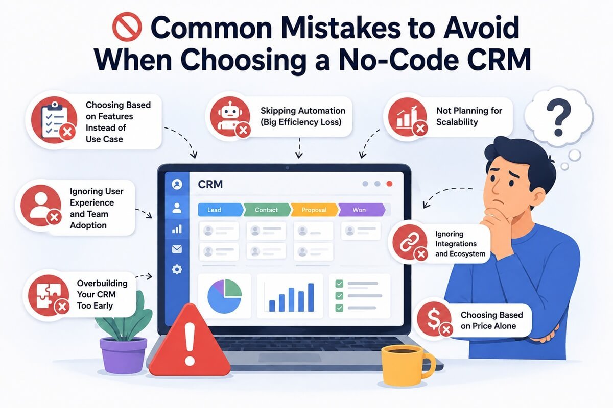 Common mistakes to avoid when choosing a no-code CRM