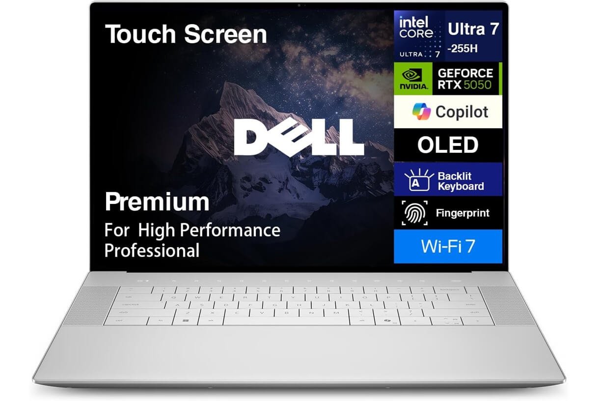 Dell Premium 16 AI laptop with a large display for productivity, AI, and creative work