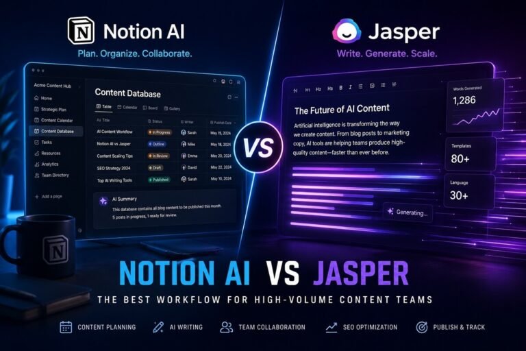 Notion AI vs Jasper comparison for high-volume content workflow