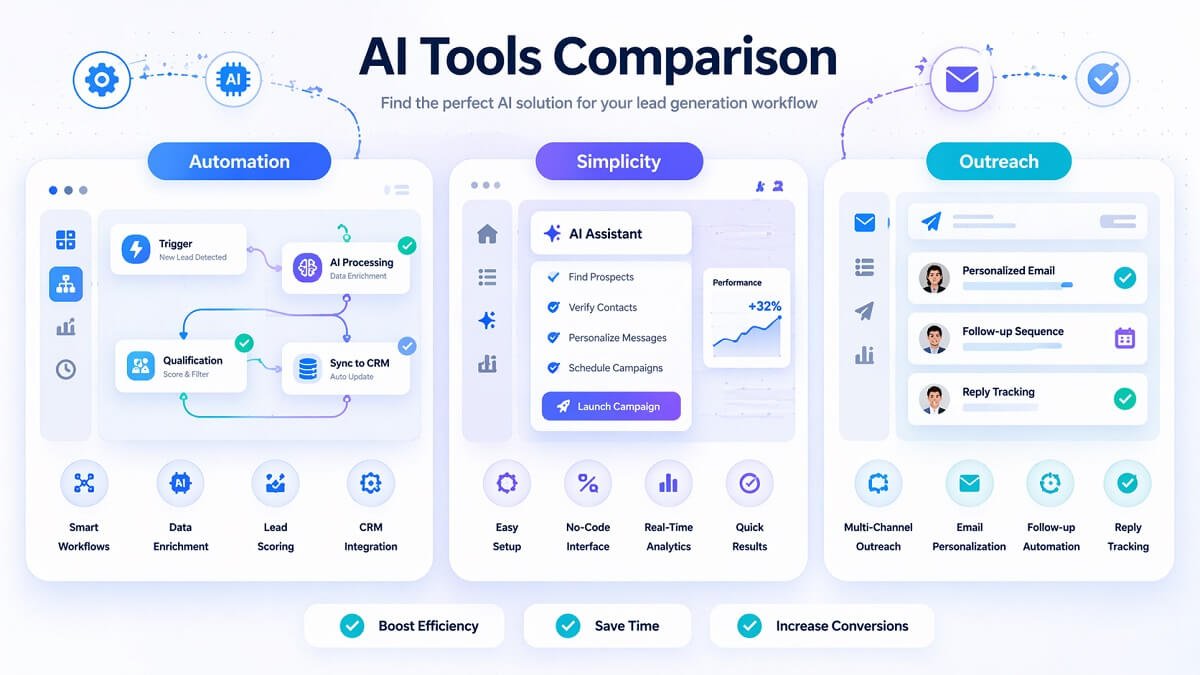 Comparison of Clay vs Apollo vs Instantly lead generation tools