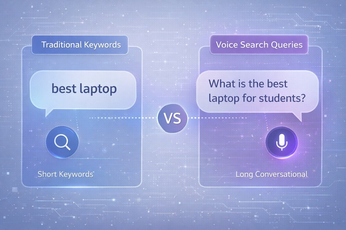voice search keywords vs traditional keywords example