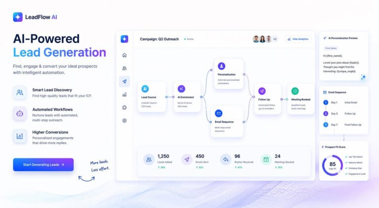 Clay Review: Clay AI lead generation automation dashboard concept with workflow visualization