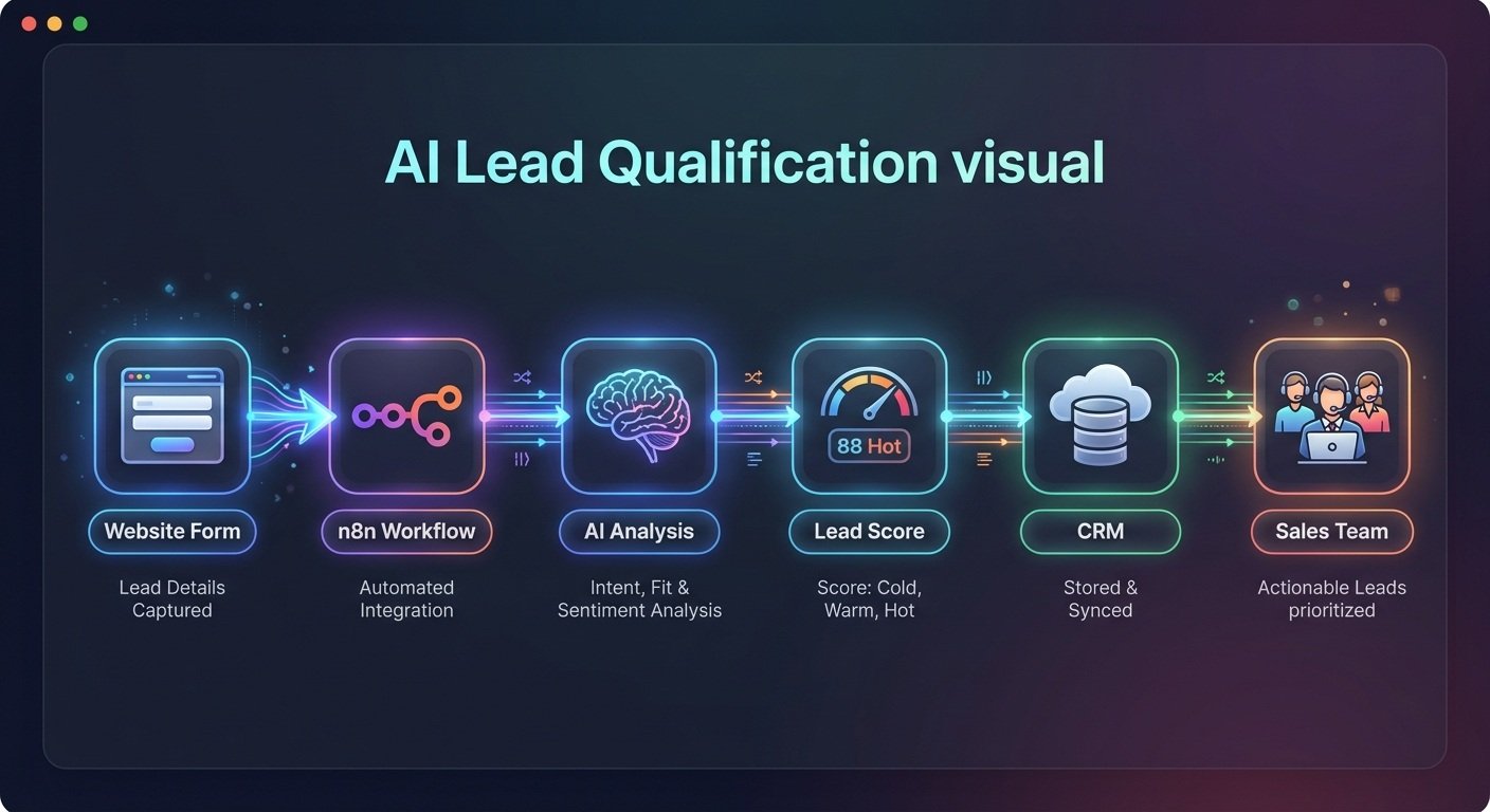 n8n AI workflow architecture showing trigger, data validation, AI processing, business logic, action, and tracking